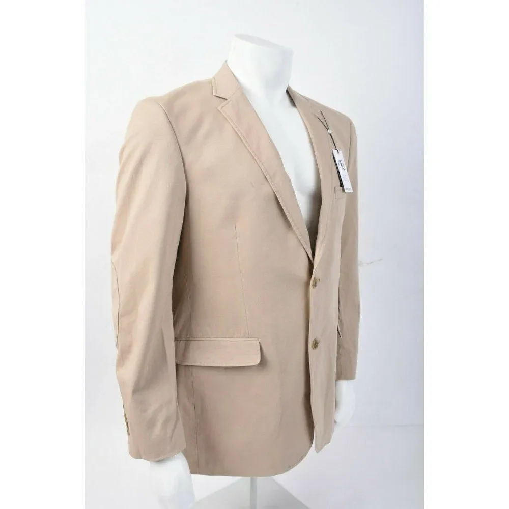 Crown & Ivy Mens Suit Jacket Blazer Sport Coat Sz 42 R Khaki Tan Stretch NWT